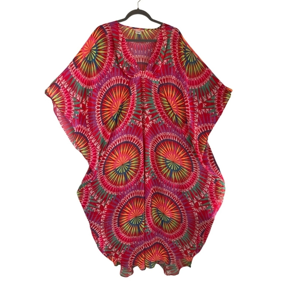 Mara Hoffman Beach Party Kaftan Swim Cover Maxi Dress Sheer Flowy - Picture 2 of 11